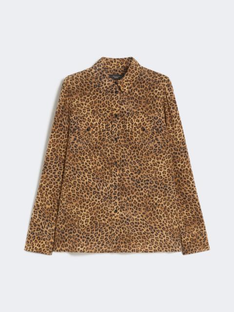 Printed silk pocket shirt - CAMEL