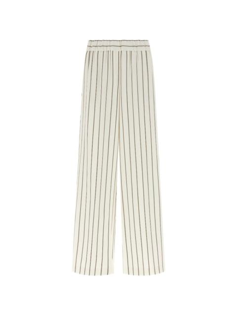 pinstriped wide leg trousers