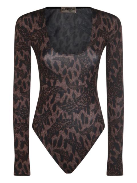 long-sleeved animal-print bodie