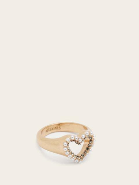 VIDA HEART BEAD EMBELLISHED SIGNET RING