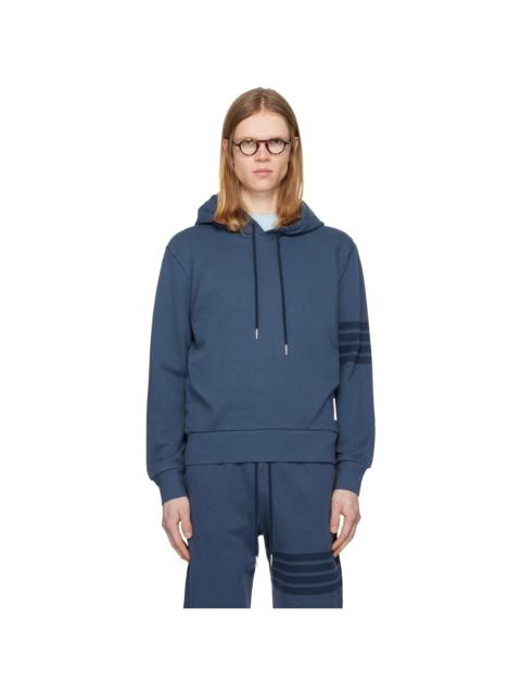 Blue Solid Loopback Overdyed 4-Bar Hoodie