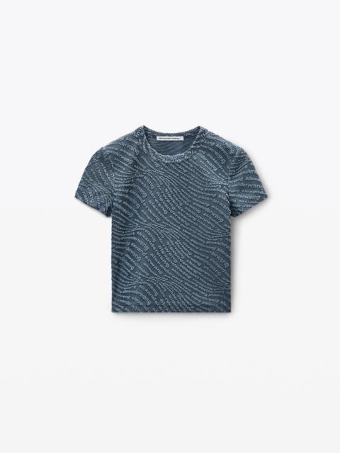 grey logo jacquard shrunken baby tee