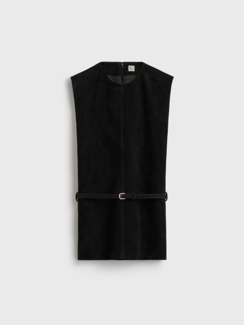 Belted suede top black