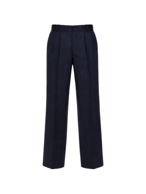 pinstripe pleated trousers