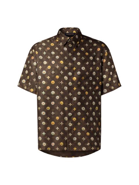 Monogram Printed Short-Sleeved Silk Shirt