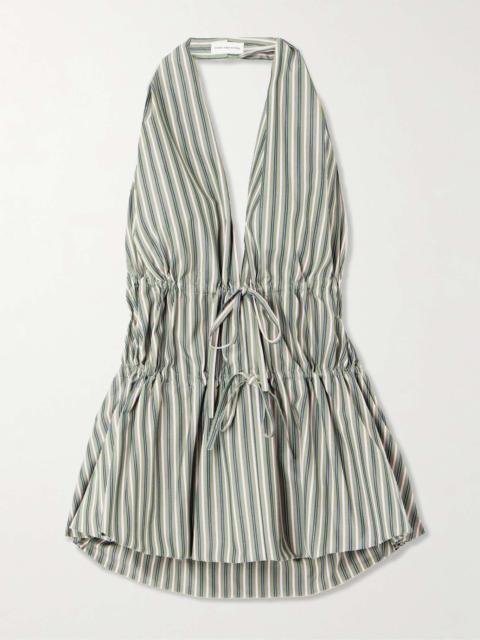 Striped cotton halterneck top