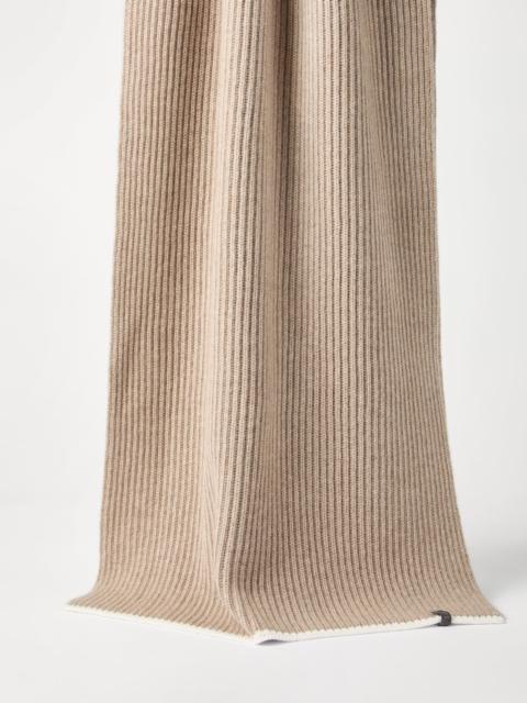 Cashmere English rib knit scarf with monili