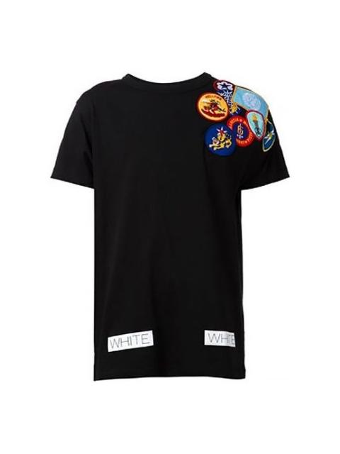 Off-White Embroidered Printing Short Sleeve Black CM10082405