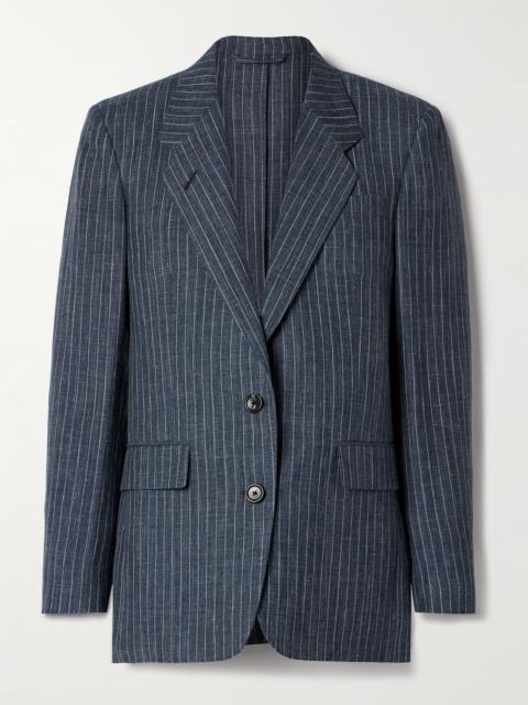 Pinstriped Linen, Wool And Silk-blend Blazer