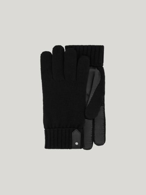 BLACK WOOL KNIT AND SHEEPSKIN GLOVES
