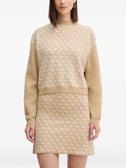 patterned high-neck sweater