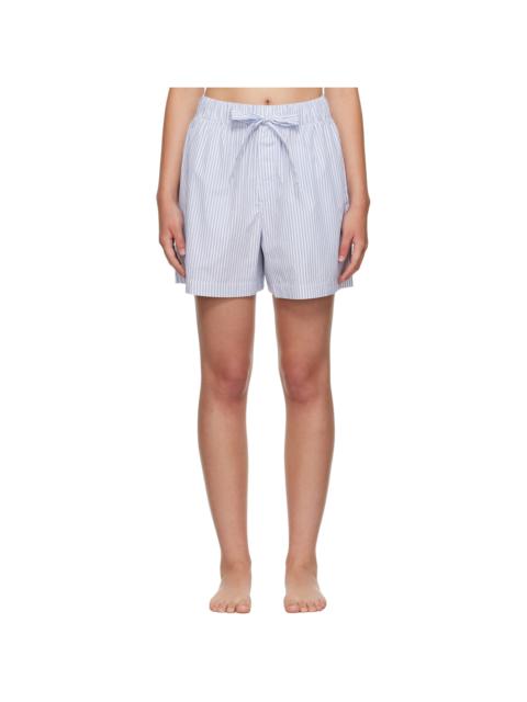 White & Blue Poplin Pyjama Shorts