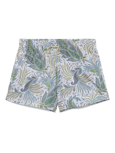 leaf-print swim shorts