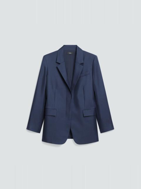 Oversized Cinch Waist Blazer in Mod Silk Twill