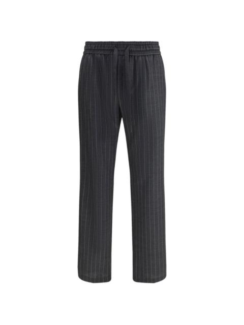 stripe-pattern drawstring trousers