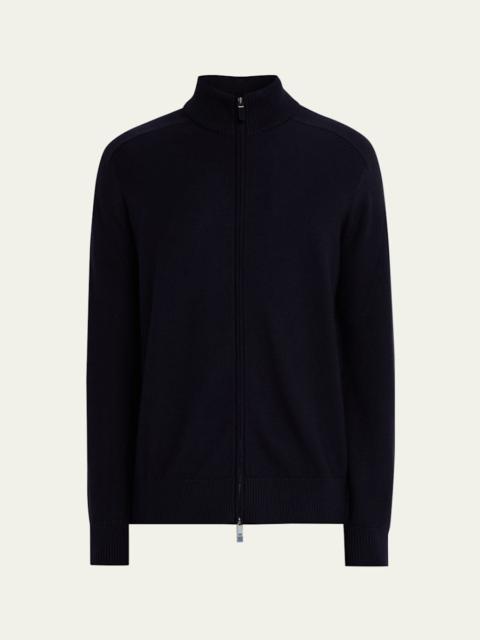 Men's Melange Cashseta Full-Zip Sweater