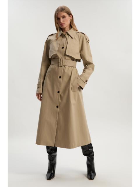 Petite Pleated Black Trench Coat