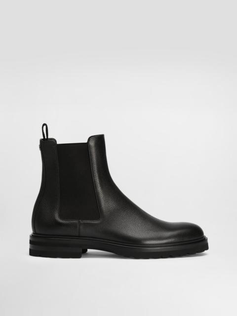 Grainy calfskin ankle boots