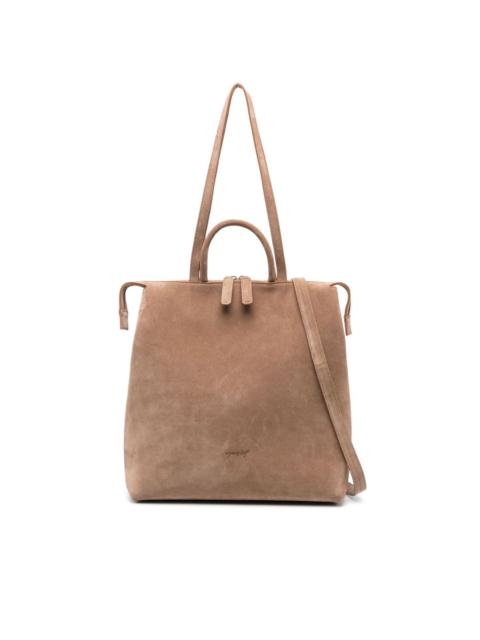 debossed-logo suede tote bag