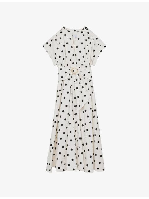 Sawyer Polka-Dot Belted Cotton Midi Dress