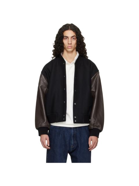 Black & Brown Alph Leather Bomber Jacket