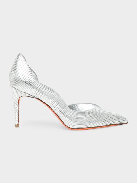 85mm Petal Metallic Leather d & apos;Orsay Pumps