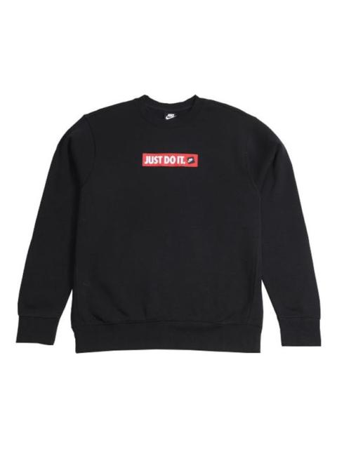 Nike JDI Printing Fleece Lined Athleisure Casual Sports Black Round Neck Pullover Black BV5090-010