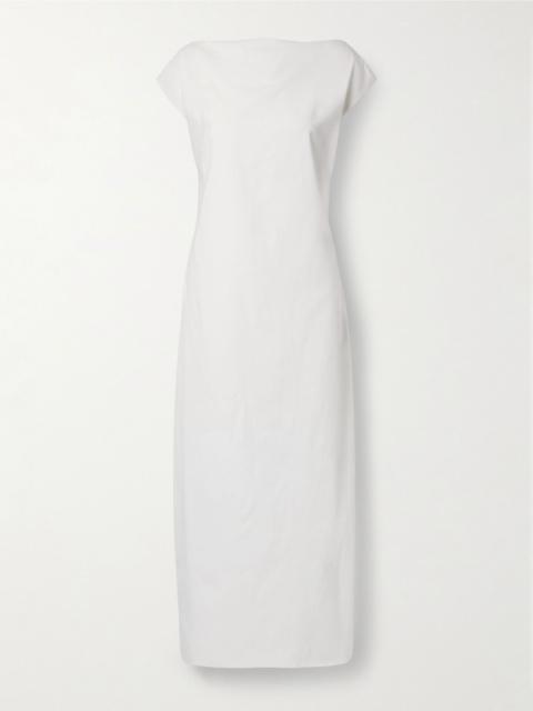Ayame open-back cotton-canvas midi dress White