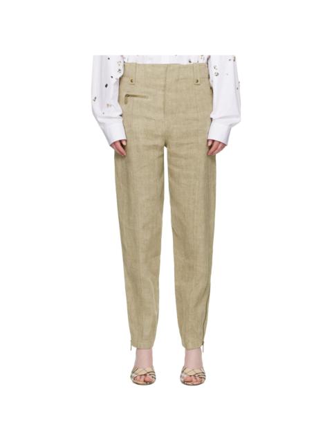 Khaki Linen Tailored Trousers