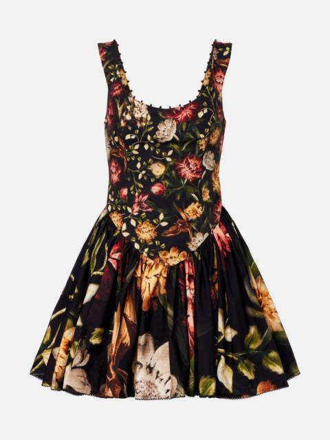 Pluma floral cotton minidress