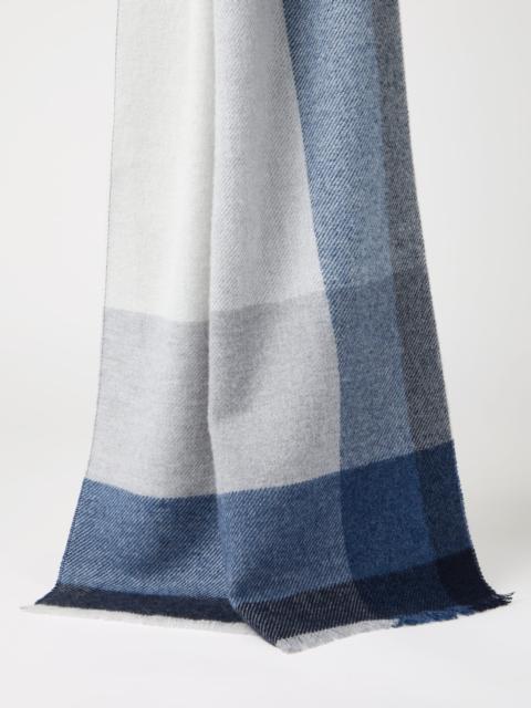 Wool and cashmere checked twill scarf