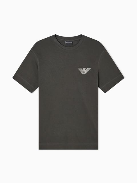 PIQUÉ JERSEY T-SHIRT WITH EAGLE PATCH