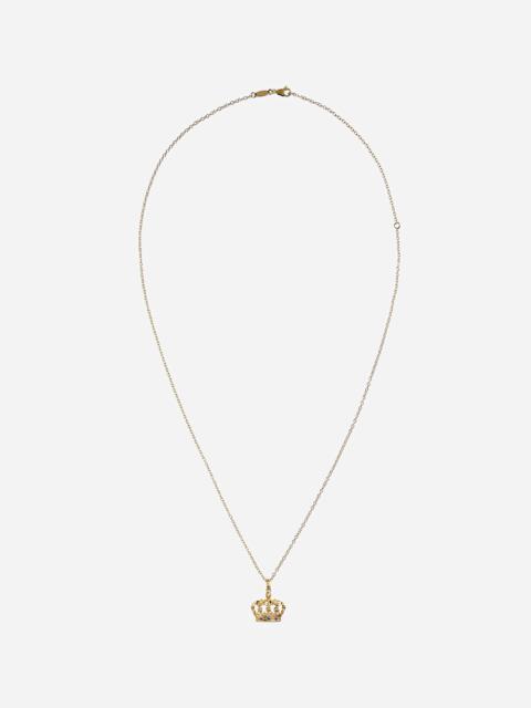 Crown yellow gold pendant