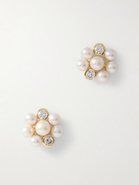 Lightdrops Recycled Gold-vermeil, Pearl And Cubic Zirconia Earrings