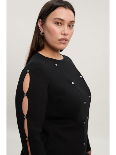 Plus Size Viscose Blend Stud Detail Long Sleeve Knit Top