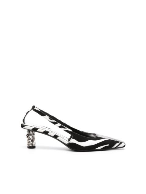 70mm zebra-print slingback pumps