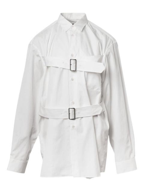 long-sleeve buckled cotton shirt