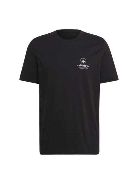 Men's adidas originals Solid Color Alphabet Logo Pattern Round Neck Short Sleeve Black T-Shirt HF490