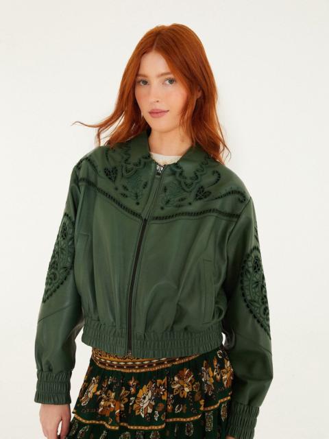 Green Richelieu Heart Leather Jacket
