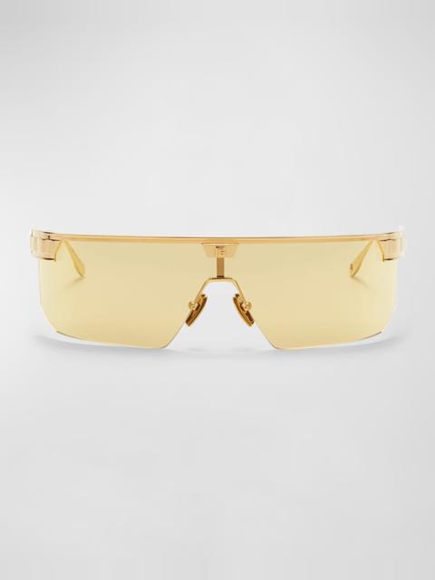 Major LTD Half-Rimmed Titanium Shield Sunglasses