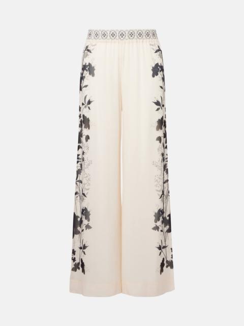 Printed silk palazzo pants