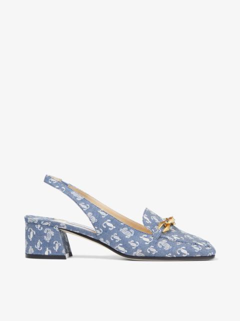 Diamond Tilda Sling Back 45
Denim JC Monogram Sling Back Pumps with Chain Embellishment