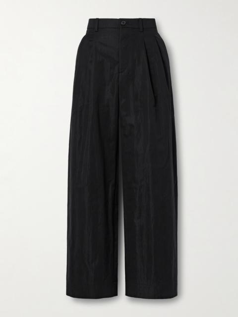 Pleated Cotton-blend Twill Wide-leg Pants
