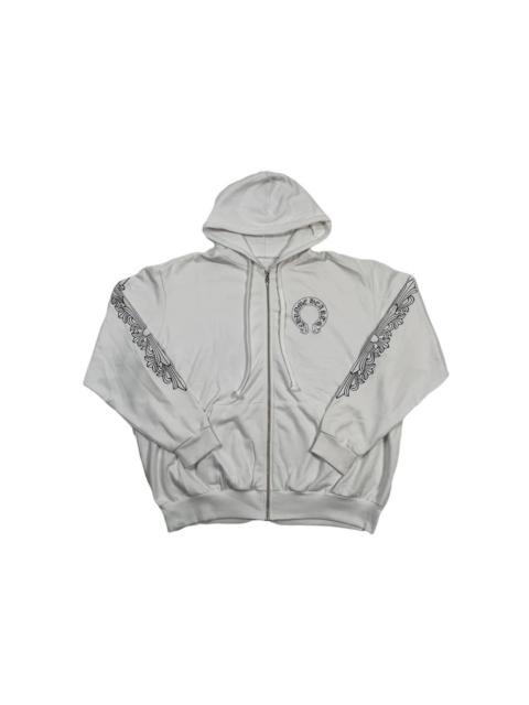 Chrome Hearts Horseshoe Floral Zip Up Hoodie White