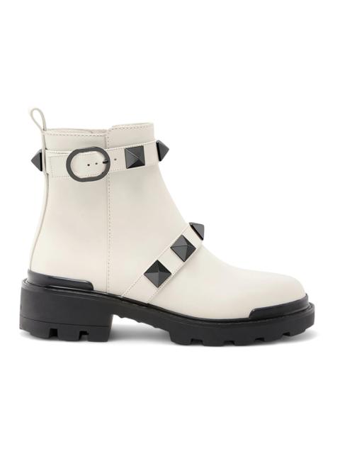 Valentino Roman Stud Combat Boot Ivory (Women's)