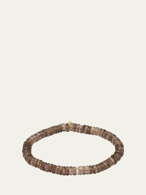 Diamond Rondelle & Faceted Smokey Topaz Bead Bracelet