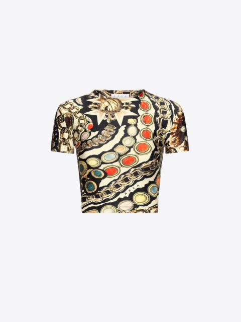 GEMSTONE CHAIN PRINTED CROPPED T-SHIRT