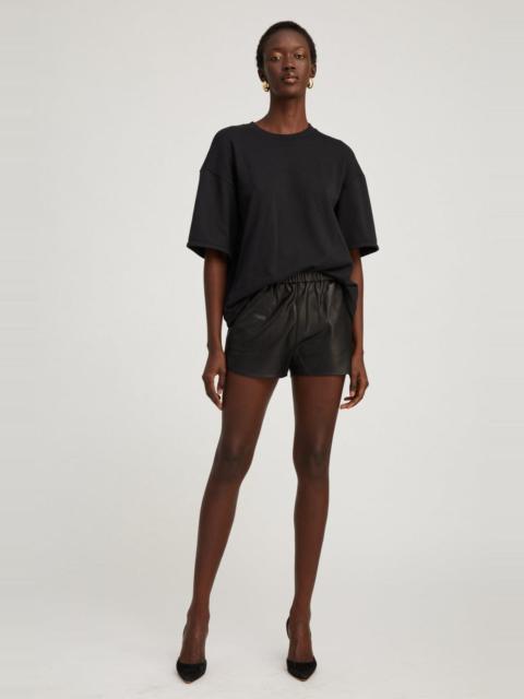 BLACK LEATHER SLIP SHORTS