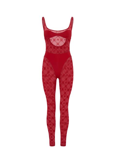 Moonogram mesh flock catsuit