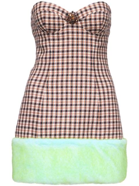 check-print bandeau minidress